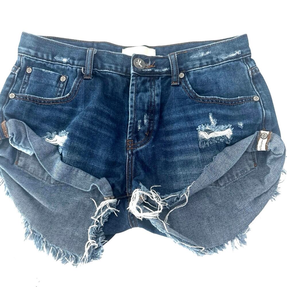 One teaspoon blue denim shorts Sz27 excellent NEW condition NWOT